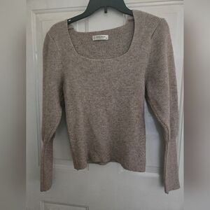 Jon & Anna Women Cozy Ribbed square-neck long-sleeve sweater